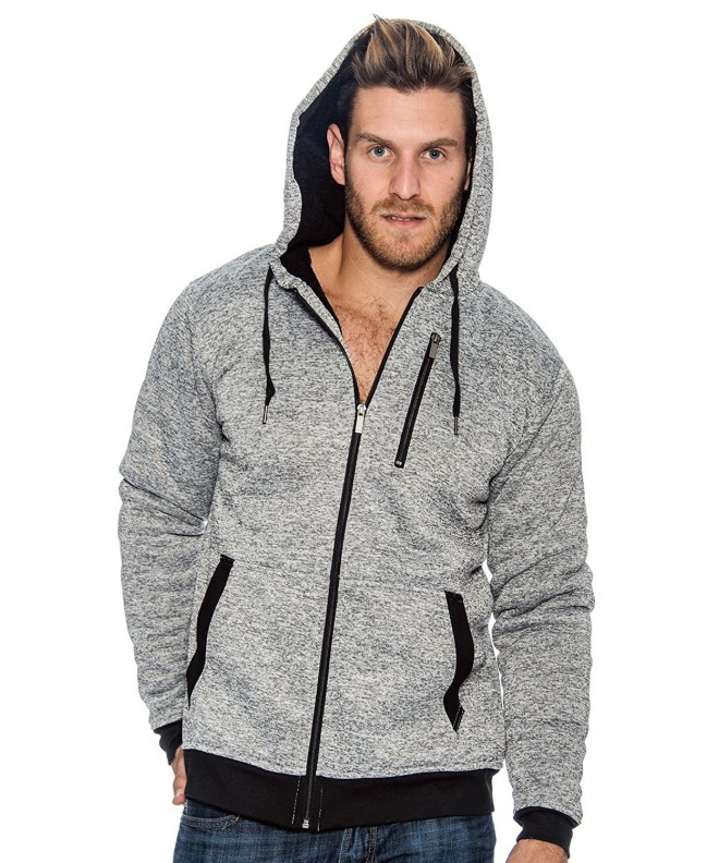 Essentials Men's Sherpa-Lined Hoodie Jacket - Gray - CC186GGHW60