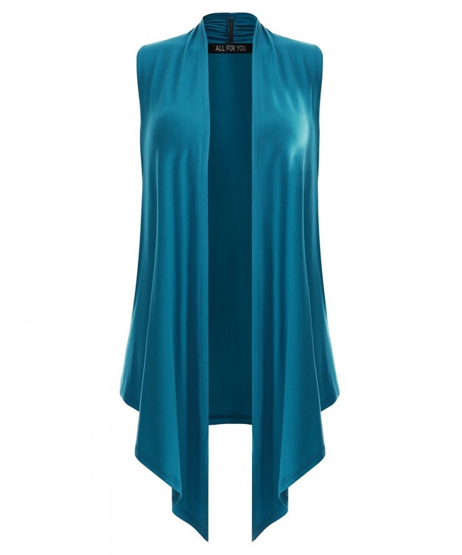 F Y Womens Sleeveless Cardigan Turquoise
