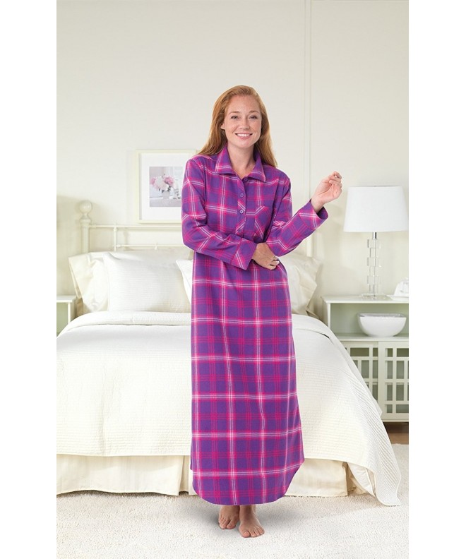 Women's Bright Plaid Flannel Nightgowns Raspberry C012G0EB8WZ