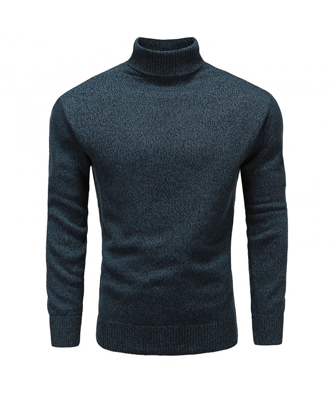 Men's Turtleneck Long Sleeve Pullover Knit Casual Sweater - Blue ...