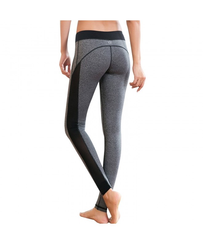 Womens Mid-Rise Fitted Performance Mesh Side Panel Yoga Leggings ...