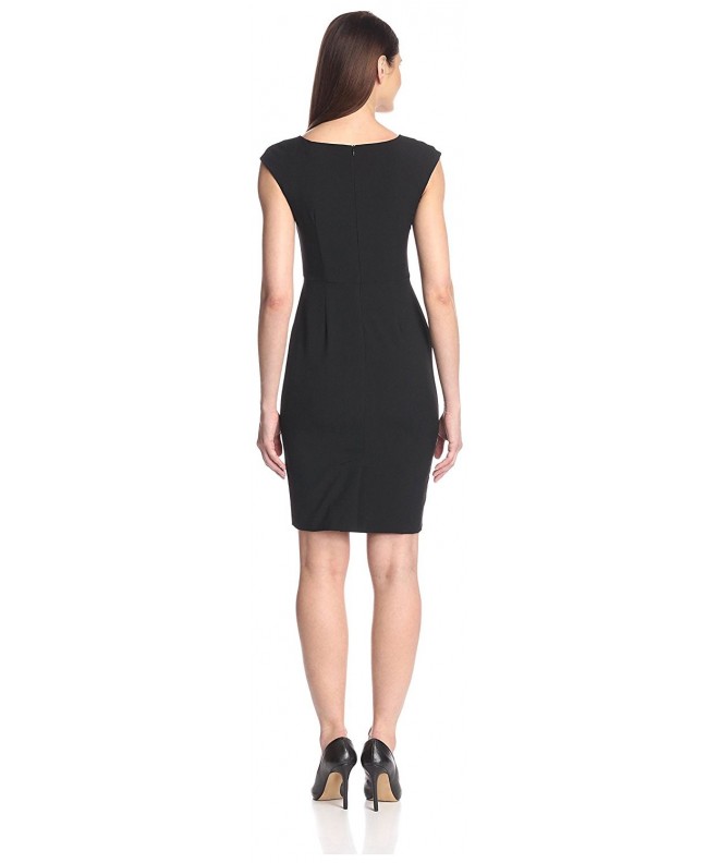 Women's Scoop Neck Cap Sleeve Dress - Black - CG11Z0AW3UL