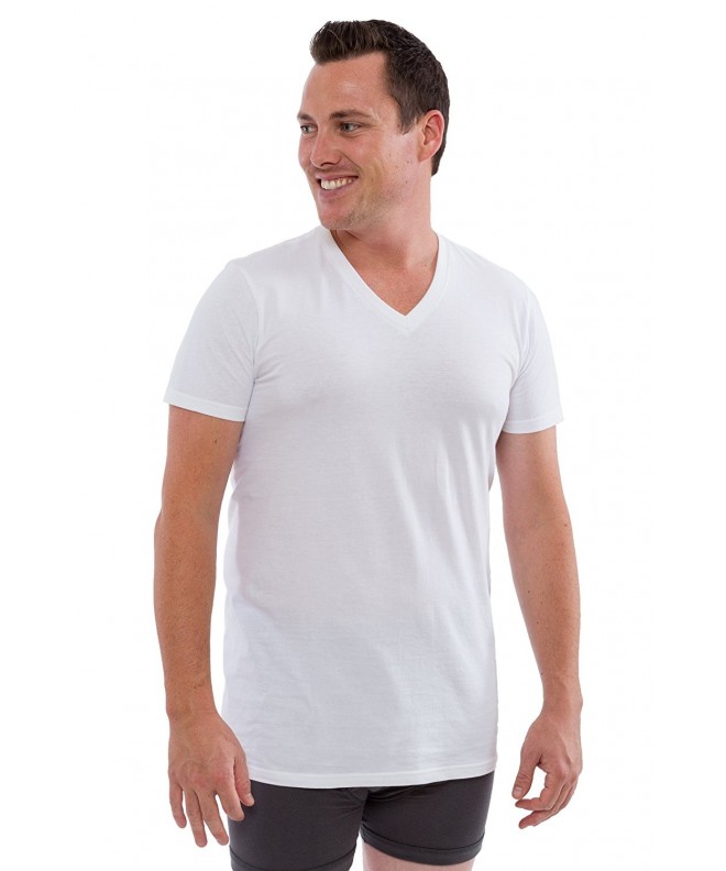 Men's 100% Organic Cotton V-Neck Undershirt - Soft Cotton Tee - Natural ...