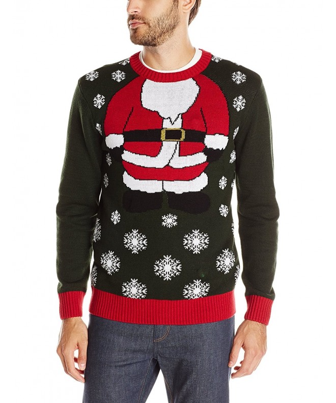 Men's Santa Light-Up Christmas Sweater - Evergreen - C012LWYB76Z