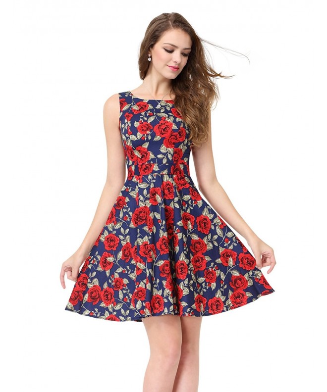 Women's Sleeveless Short Printed Casual Fit and Flare Dress 05488 ...