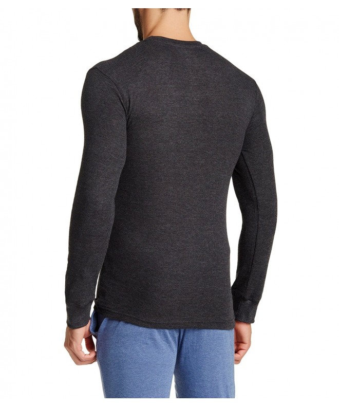 Men's Long Sleeve Crew Neck Thermal Shirt Waffle Knit - Charcoal ...