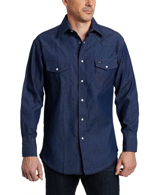 Men's Authentic Cowboy Cut Work Western Long Sleeve Shirt - Blue ...