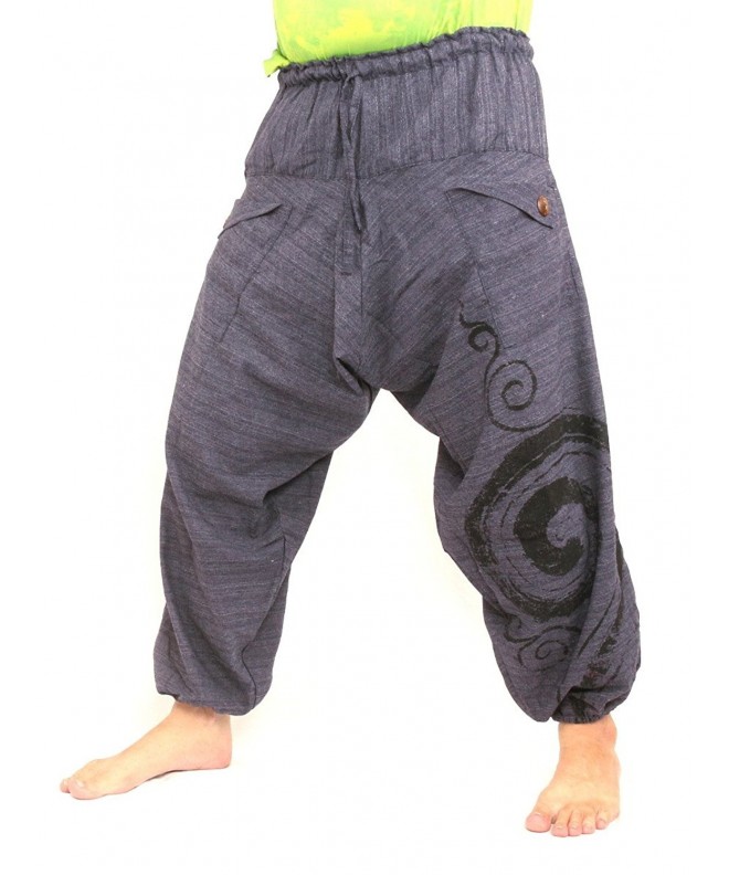 Harem Sarouel Pants With Swirl Print 100% Cotton One Size - Blue ...