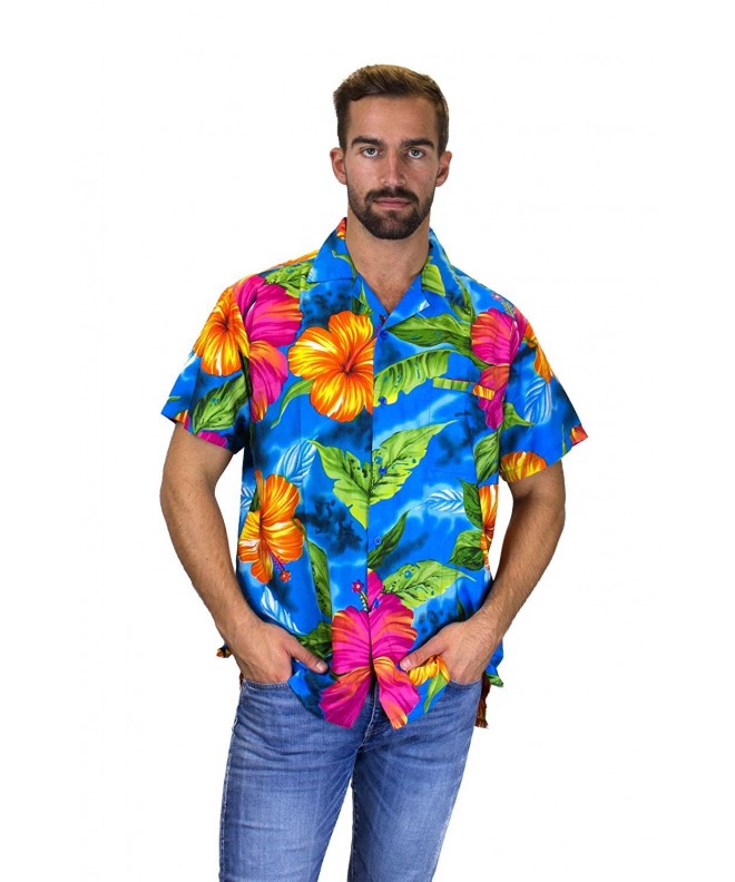 Funky Hawaiian Shirt For Men Short Sleeve Front-Pocket Big Flower ...
