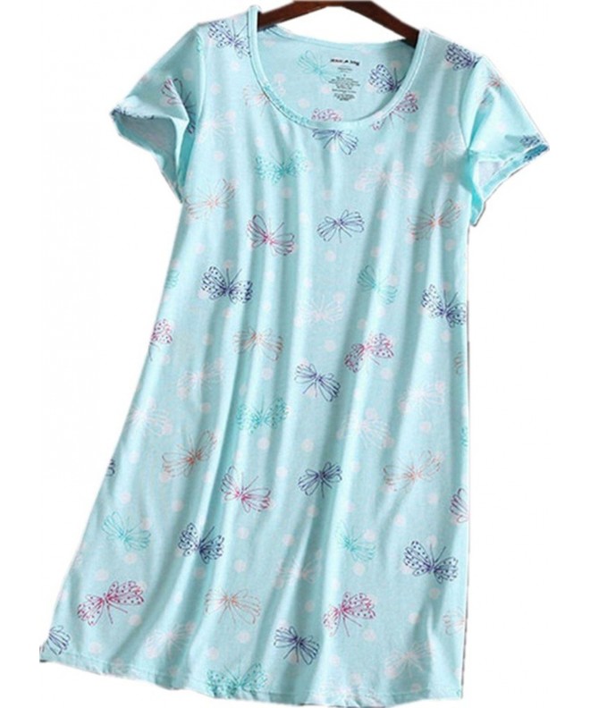 Women's Cotton Blend Floral Nightgown Casual Nights - Blue Butterfly ...