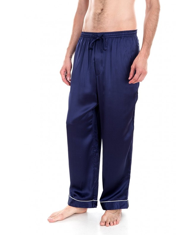Men's Luxury Silk Sleepwear 100% Silk Pajama Pants - Midnight Blue ...