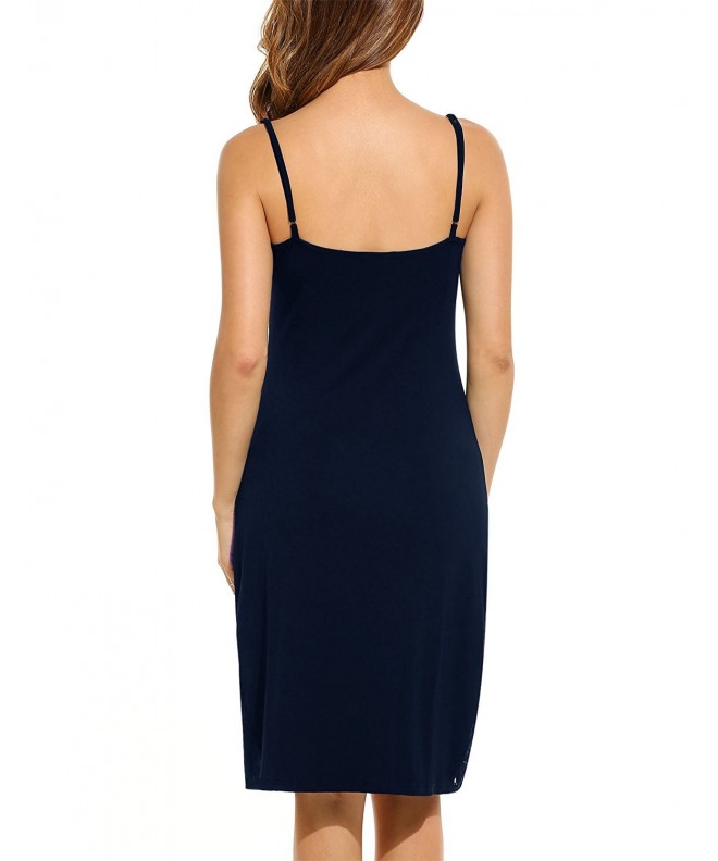 Womens Long Spaghetti Strap Full Cami Slip Camisole Under Dress Liner S Xxl Navy Blue 