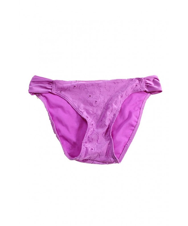 Women's Eyelet Hipster Bikini Bottom-Lilac - C612ET33HJB