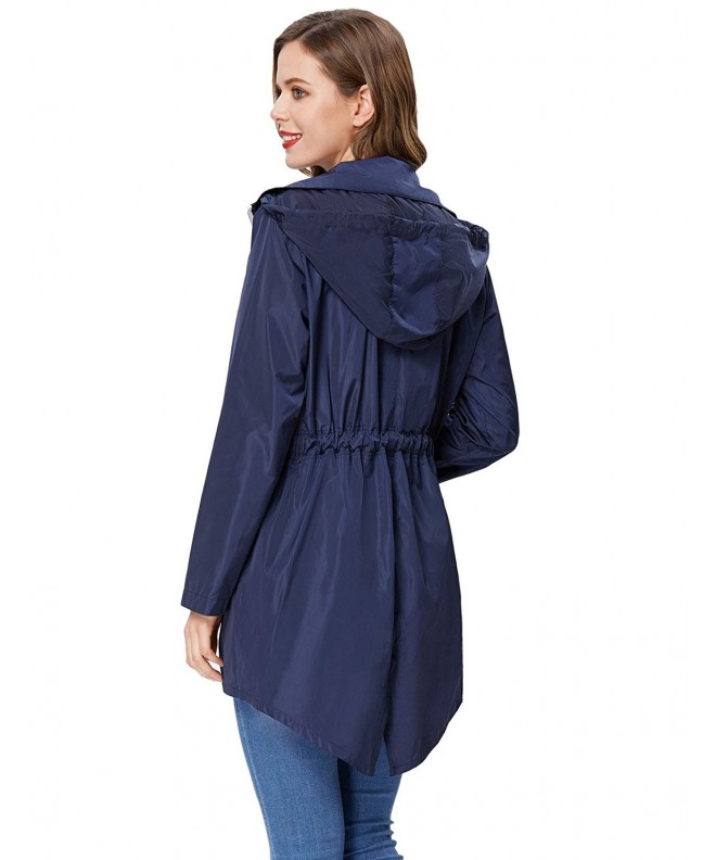 Womens Waterproof Raincoat Hoodie Windproof Hiking Coat CLAF0257 - Navy ...