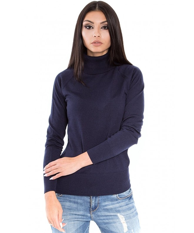 Women's 100% Italian Merino Wool Turtleneck Sweater Knit Long Sleeve ...