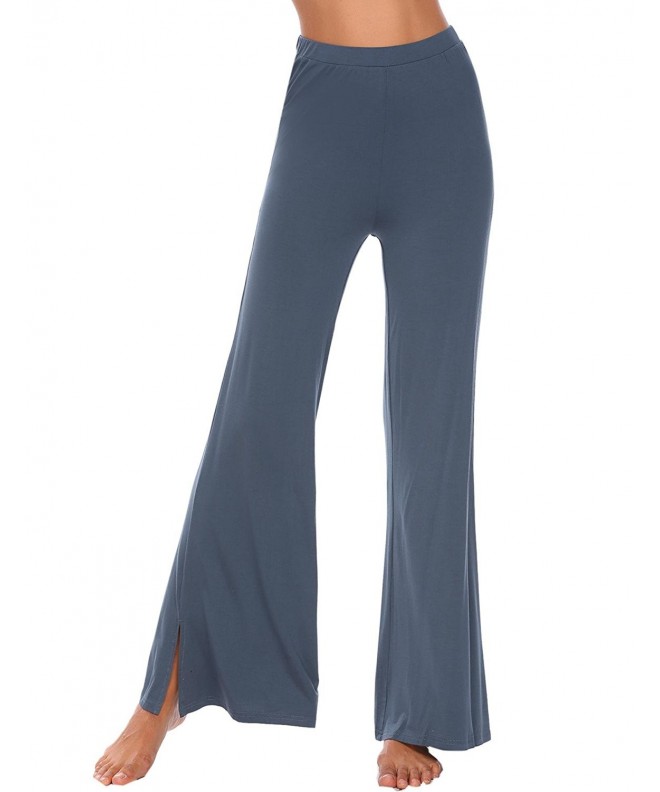 Womens Pajama Pants Wide Leg With Splits Yoga Lounge Pants - Dark Blue ...