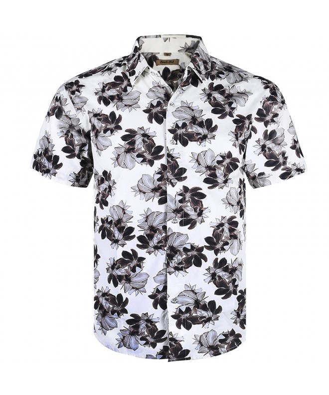 Men's Casual Short Sleeve Flower Shirt - Gray / White 9 - CD188QS0IWH