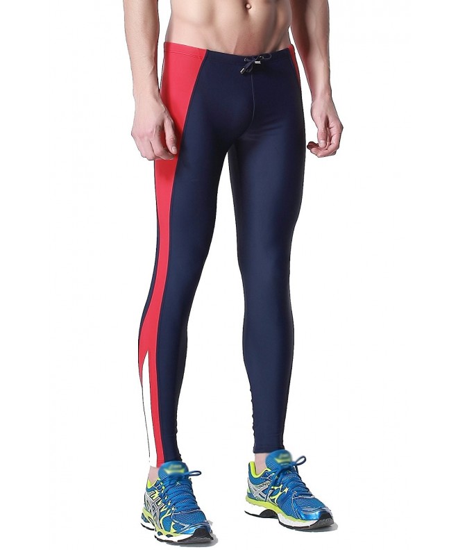Men's Compression Running Tights Pants - 495 Navy Blue - C411W0JOX2R