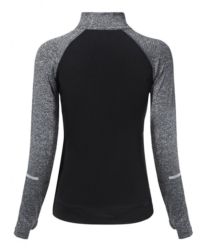 Women's Yoga Long Sleeves Half Zip Sweatshirt Girl Athletic Workout ...