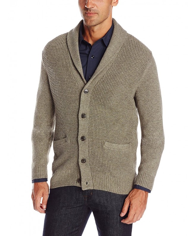 Men's Long Sleeve Shawl Collar Cardigan Sweater - Taupe - CH12CV2I9V3