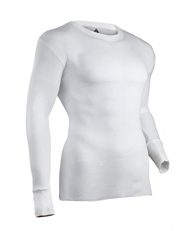 Men's Cotton Rib Knit Thermal Underwear Top - White - CI111W6HT0R