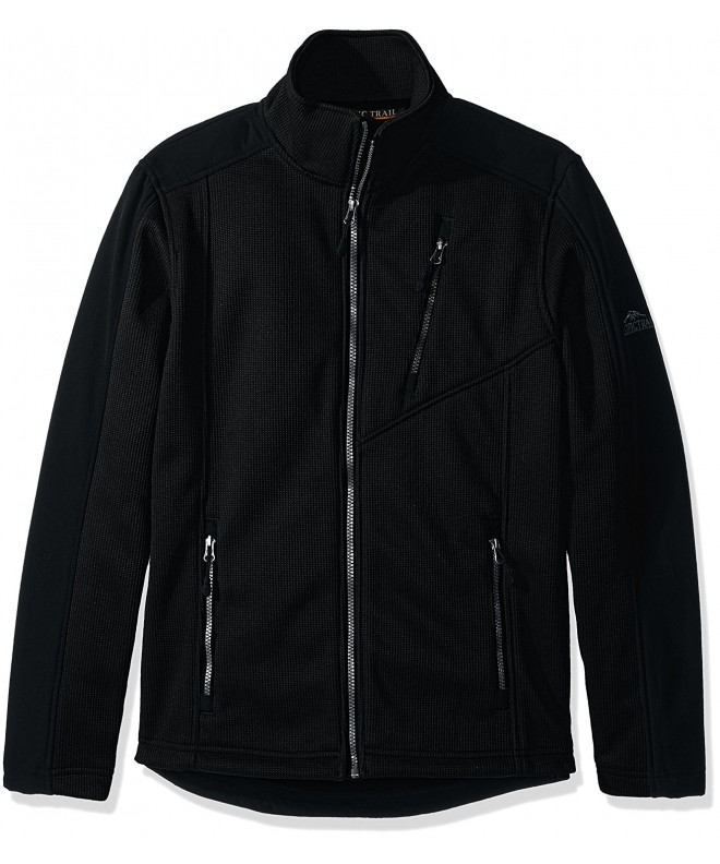 Men's Sweater Knit Fleece Jacket With Softshell Inserts - Black ...