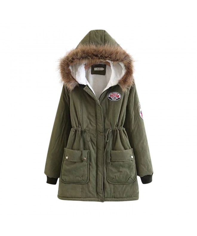 Women's Winter Warm Faux Fur Cotton-Padded Coat Parka Long Jacket With ...