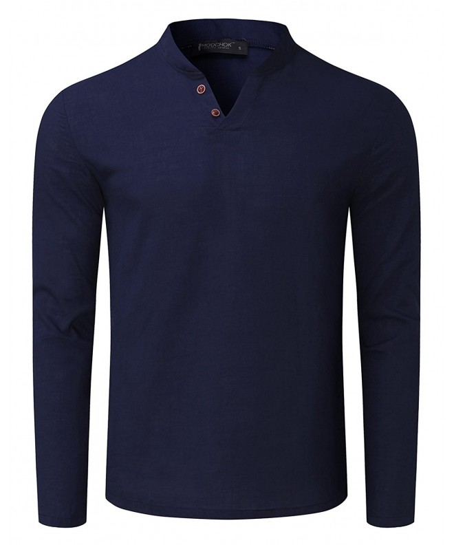 Men's Shirts Long Sleeve Tee Shirt V Neck Linen Lightweight Solid Tops ...