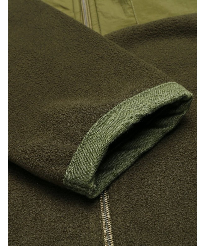 Mens Front-zip Casual Long Sleeves Polar Fleece Jacket Coat - Olive ...