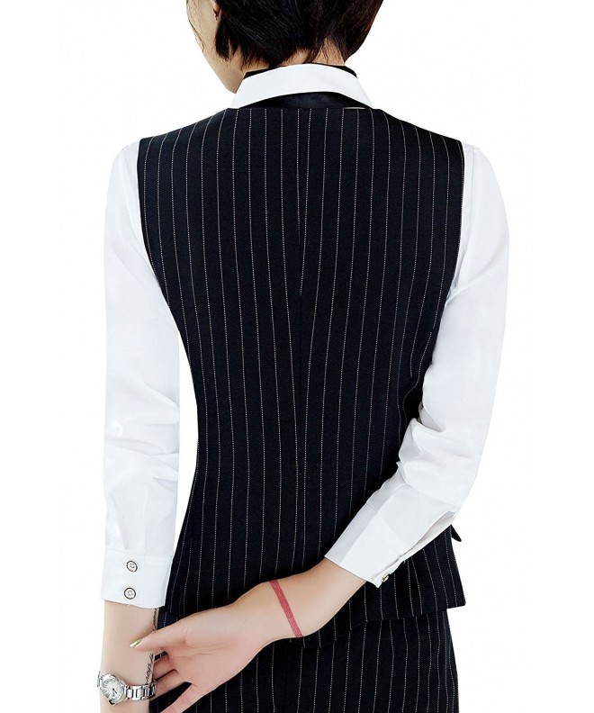 Women V Neck Lined Slim Fit Waistcoat Dreesy Suit Vest Style 1 Black