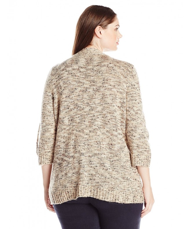 Women's Petite Size 3/4 Sleeve Open Front Nep Sweater Cardigan - Corina ...