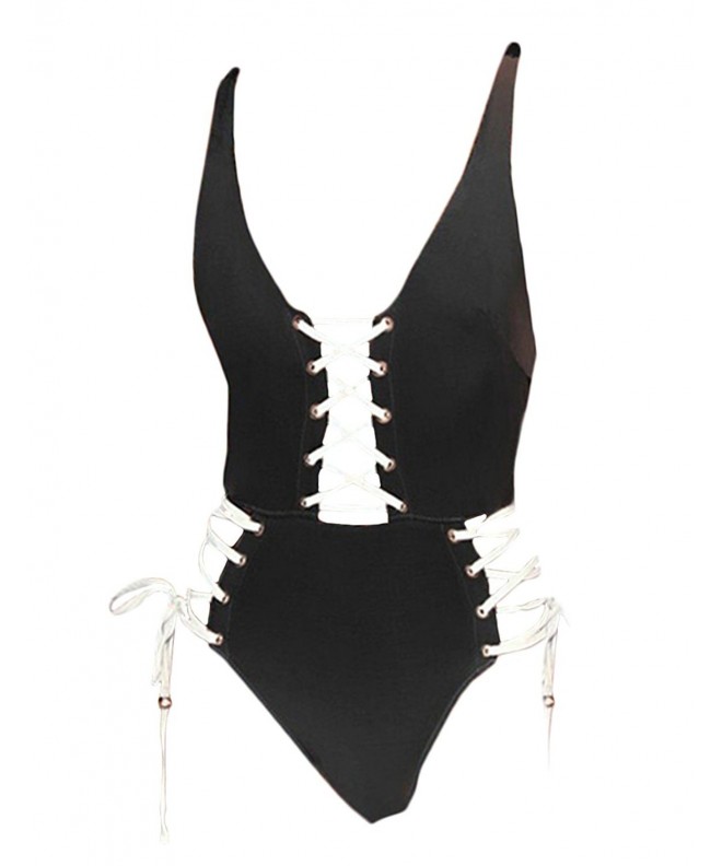 Women's Solid Cutout Lacings Beach Wear Casual Jumpsuits - Black ...