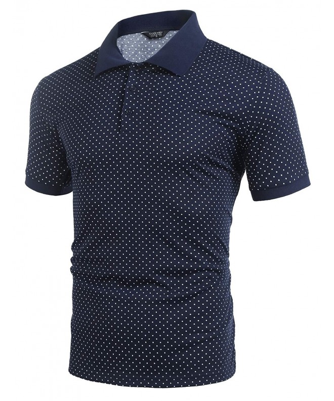 Men's Short Sleeve Cotton Shirts Premium Polka Dot Print Casual Shirt ...