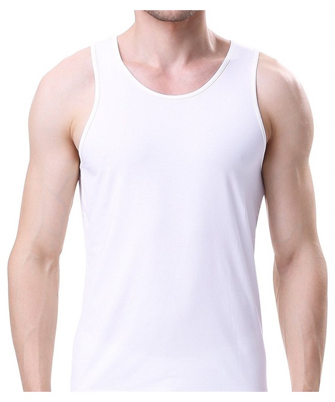 Men's Luxury 3 Pack Cotton White Tank Undershirts - CI1802AEQ65