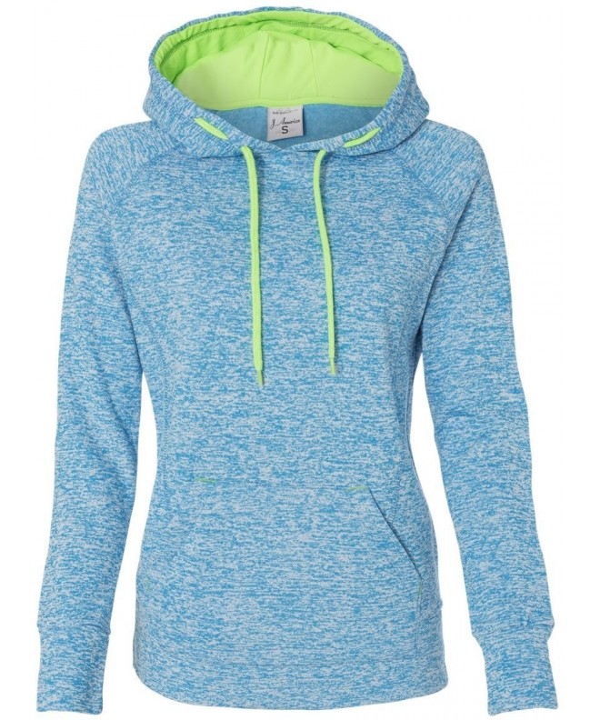 Ladies pullover hooded sweatshirt - Blue/Green - CL11PFX3INF