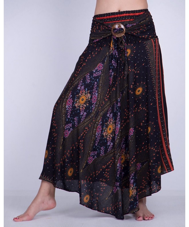 Rita & Risa Women's Bohemian Hippie Maxi Elastic Waist Long Skirts ...