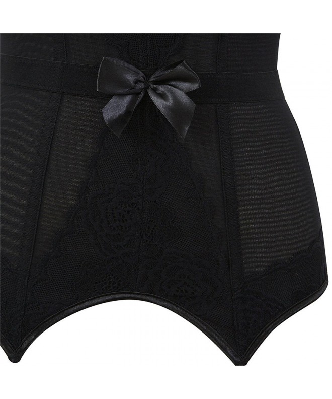 Womens Victorian Lace Mesh Push Up Bustier Corset Garter Lingerie Sets