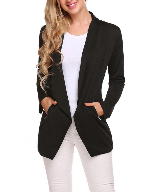 Women Casual Basic Work Office Blazer Open Front Draped Asymmetric ...