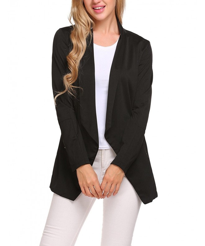 Women Casual Basic Work Office Blazer Open Front Draped Asymmetric ...