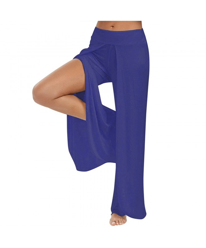 Women's Casual Wide Leg Slit Loose Palazzo Yoga Fitness Sports Pants ...