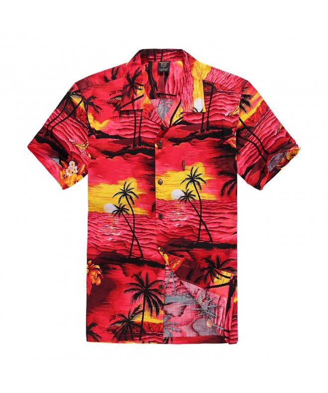 Men's Hawaiian Shirt Aloha Shirt - Sunset Red - CV11L3YP72F