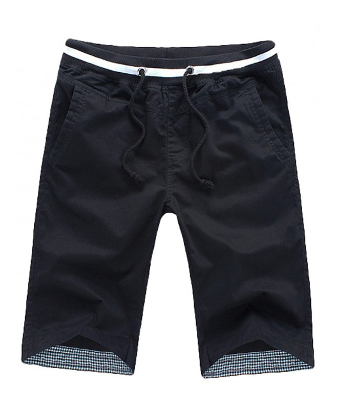 Men's Flat Front Shorts Linen Casual Classic Fit Short Pants - Black ...