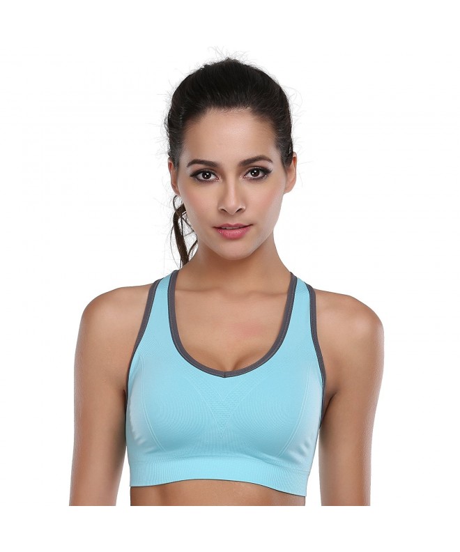 Women Racerback Sports Bras - Black + Blue - CW188IXU84L