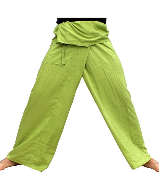 Light Rayon Plain Thai Fisherman Viscose Wrap Pants Plus - Yellow Green ...