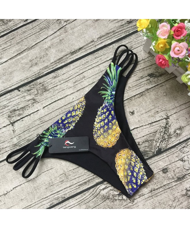 Womens Cute Pineapple Printed Bikini Push Up Swimsuit Strappy Swimwear