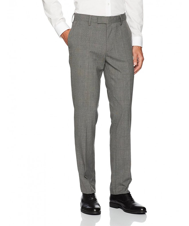 Men's Modern Fit Flat Front Pattern Dress Pant - Grey Glen Plaid ...
