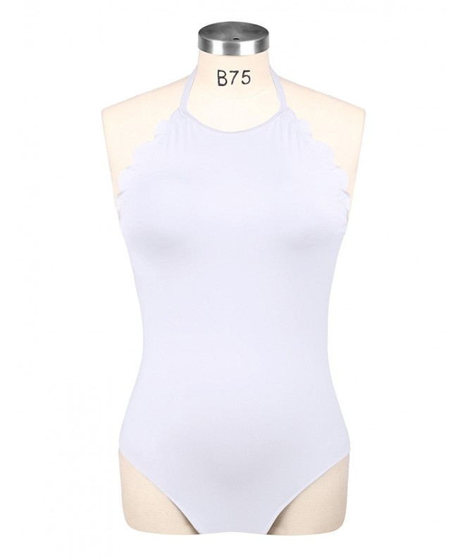 Monokini Swimsuits Crisscross Halter Neck - White- Halter-neck ...