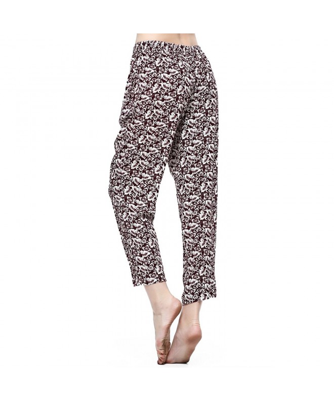 Women's Soft Rayon Pants Boho Printed Trousers Casual Lounge With Low ...