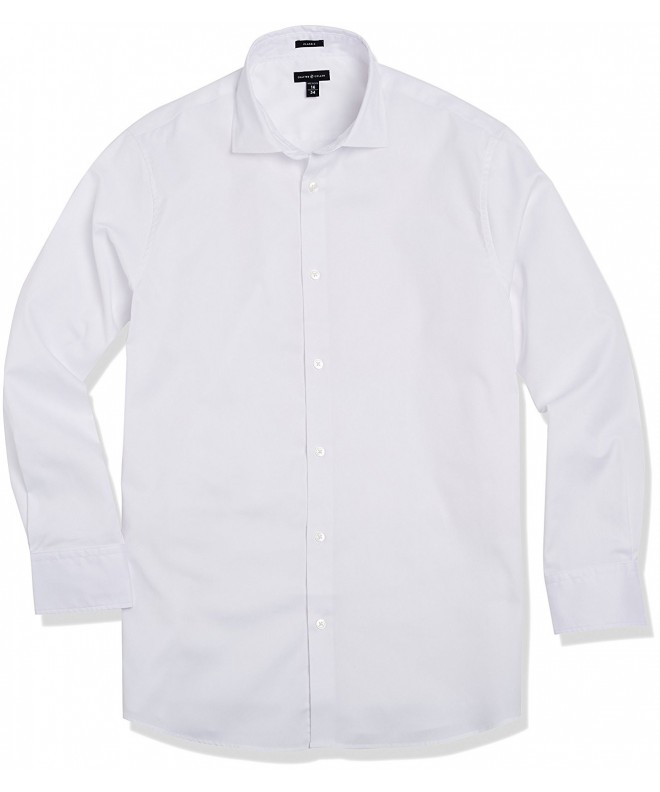 Men's Classic Fit Midweight Spread Collar Solid White Casual Shirt ...
